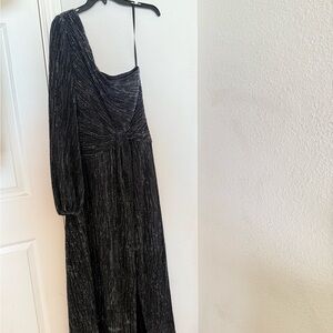 Betsy & Adam Shimmering Black Long Sleeve Dress